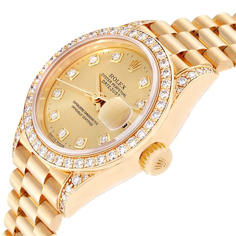 rolex datejust lady 26 yellow gold president|rolex lady datejust for sale.